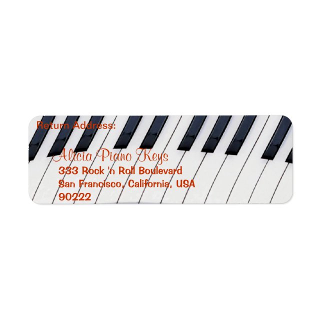PIANO KEYS Music Lovers Return Address Labels (Front)