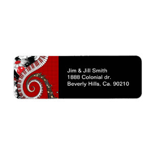 Piano Keys Music Notes Grunge Floral Swirls Label