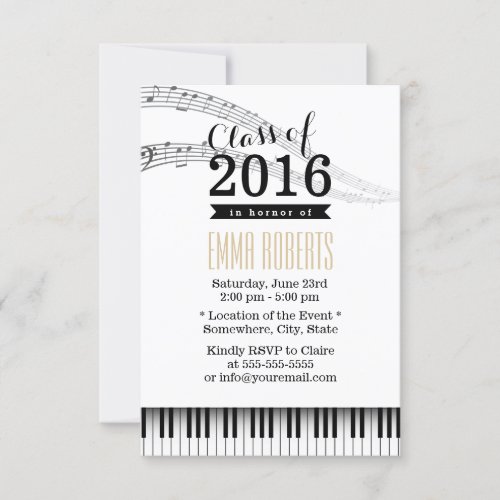 Piano Keys  Music Notes Musical Graduation Party Invitation