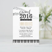 Piano Keys & Music Notes Musical Graduation Party Invitation (Standing Front)