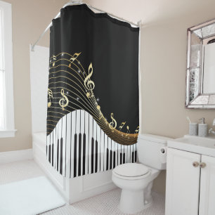 Piano Keys Music Wave Shower Curtain