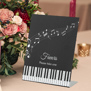 Piano Keys Musical Notes Black & White Wedding Pedestal Sign