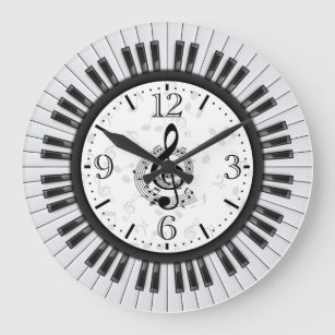 Piano Keys Musical Notes Wall Clock