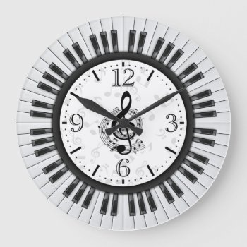 Piano Keys Musical Notes Wall Clock by NiceTiming at Zazzle