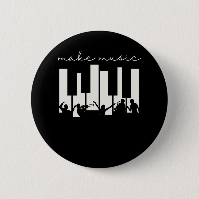 Piano Keys Musician Band Orchestra Music Teacher Button (Front)