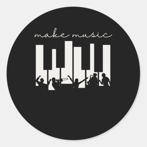 Piano Keys Musician Band Orchestra Music Teacher Classic Round Sticker