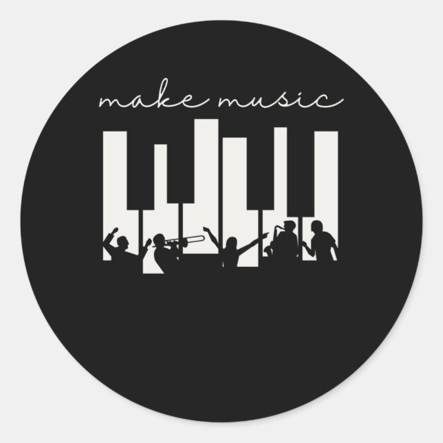 Piano Keys Musician Band Orchestra Music Teacher Classic Round Sticker (Front)