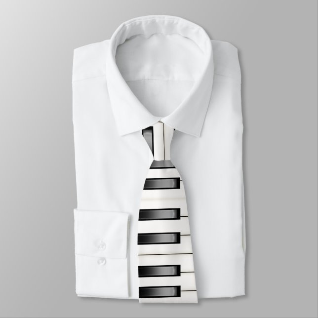 piano keys neck tie (Tied)
