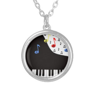Piano Keys & Notes Silver Plated Necklace
