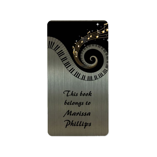 Piano Keys on Printed Aluminium Effect Bookplates (Front)