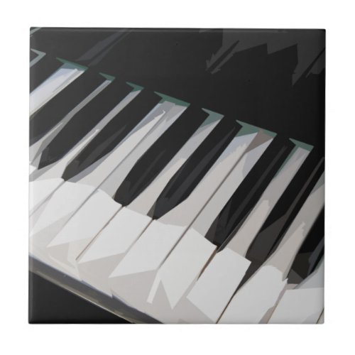 Piano Keys Organ Keys Player Music Black and White Ceramic Tile