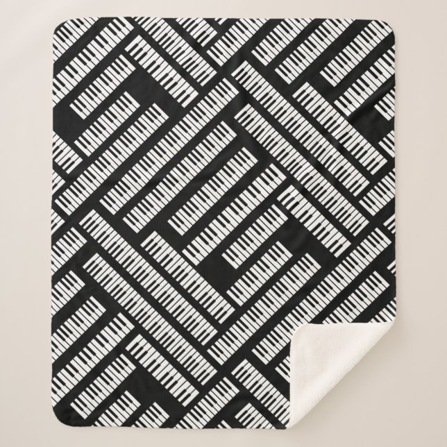  Piano Keys Pattern Sherpa Blanket (Front)
