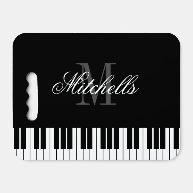 Piano keys personalized monogram stadium seat cushion (Front Horizontal)