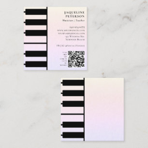 Piano Keys Pianist Musician Music Teacher Pink Square Business Card