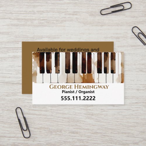 Piano Keys Pianist Watercolor Art Business Card