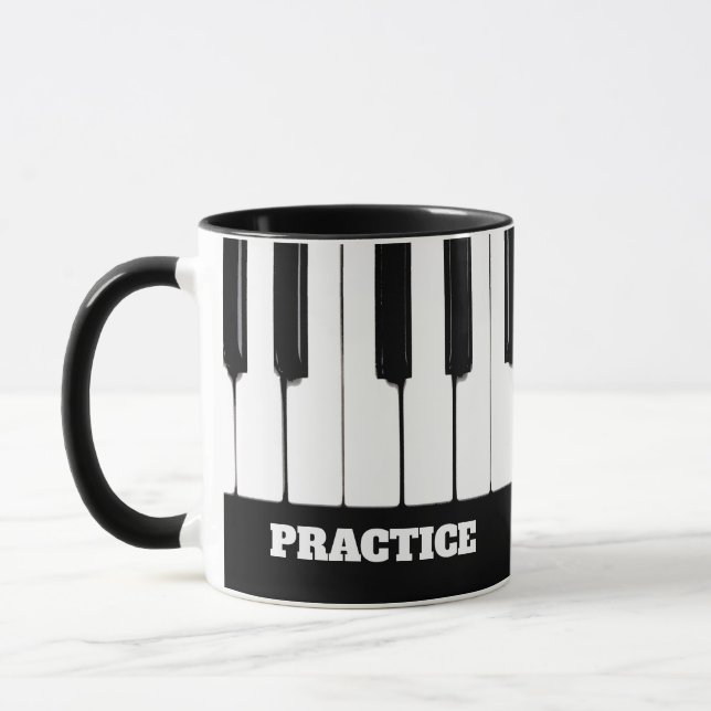 Piano Keys "Practice" Customizable Text Mug (Left)