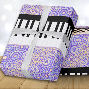 Piano Keys Pretty Lilac Patterned Wrapping Paper