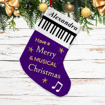 Piano Keys Purple Musical Instrument Custom Name Small Christmas Stocking