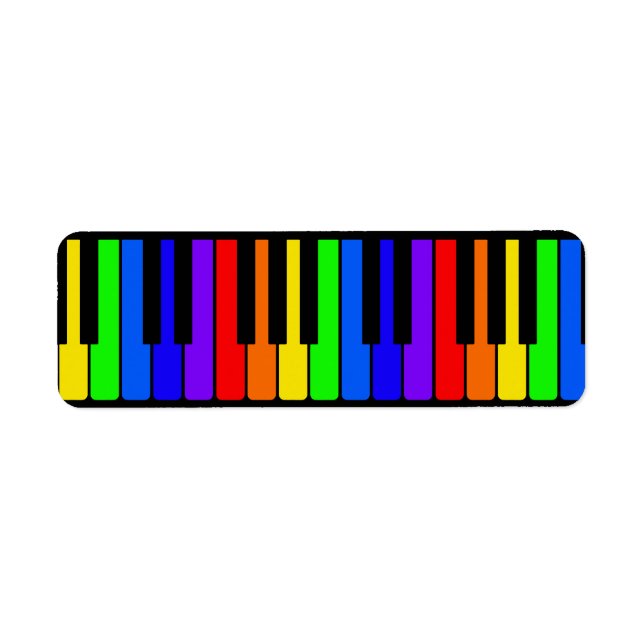 Piano Keys Rainbow And Black Pattern Label (Front)