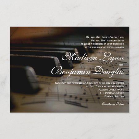 Piano Keys Sheet Music Wedding Invitations