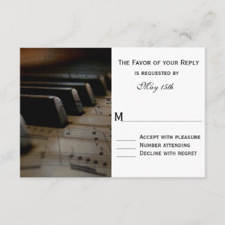 Piano Keys Sheet Music Wedding RSVP Cards