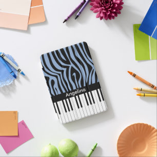 Piano Keys Sky Blue and black Zebra Print iPad Mini Cover