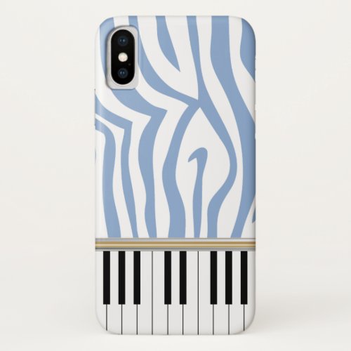 Piano Keys Sky Blue Zebra Print iPhone XS Case