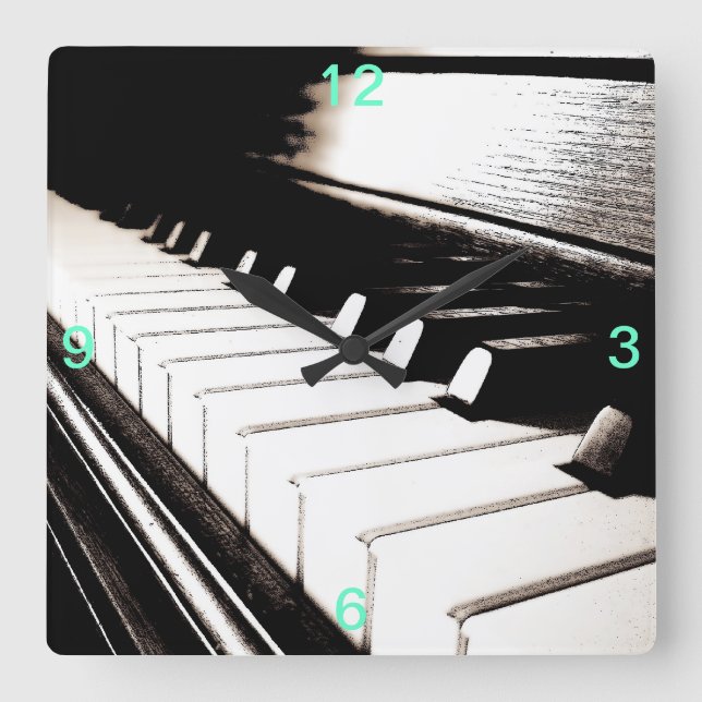Piano Keys Square Wall Clock (Front)