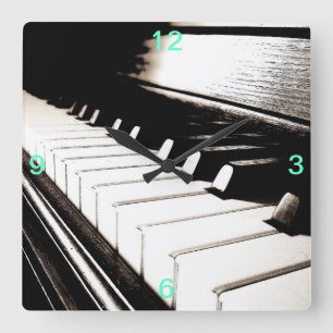 Piano Keys Square Wall Clock