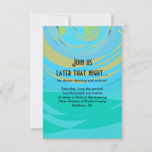 PIANO KEYS & STARS Bar Bat Mitzvah Reception Card