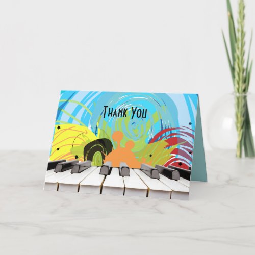 PIANO KEYS  STARS Bar Bat Mitzvah Thank You Card