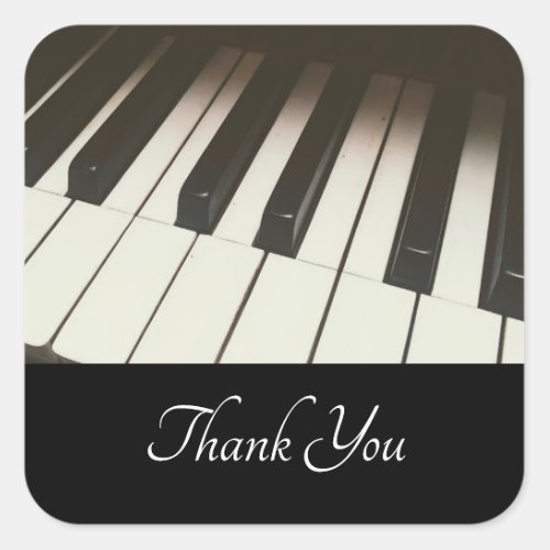 Piano Keys _ Stylish BW Photo Thank You Square Sticker
