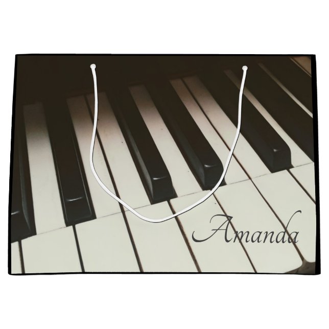 Piano Keys - Stylish Black & White Photograph Large Gift Bag (Front)