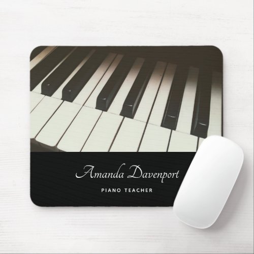 Piano Keys _ Stylish Black  White Photograph Mouse Pad
