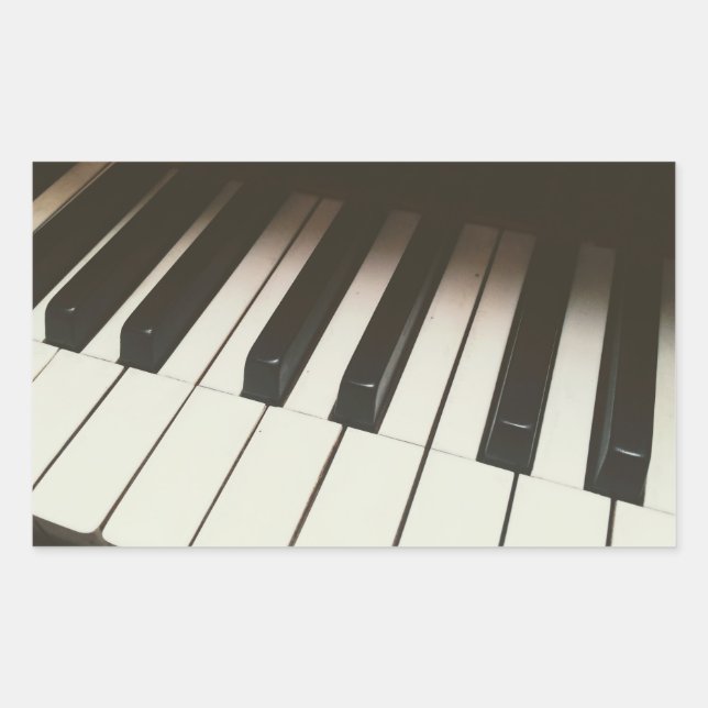 Piano Keys - Stylish Black & White Photograph Rectangular Sticker (Front)
