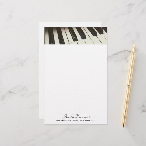 Piano Keys _ Stylish Black  White Photograph Stationery