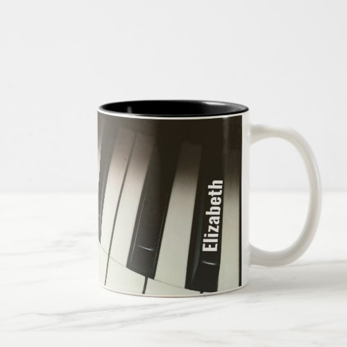 Piano Keys _ Stylish Black  White Photograph Two_Tone Coffee Mug
