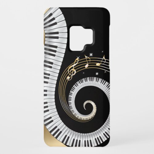 Piano Keys Swirled with Gold Musical Notes Case_Mate Samsung Galaxy S9 Case