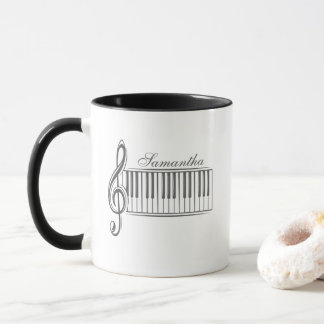 Piano keys treble clef Pianist With Name Teacher Mug
