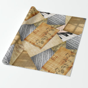 Piano Keys Vintage Sheet Music Musical Notes Wrapping Paper