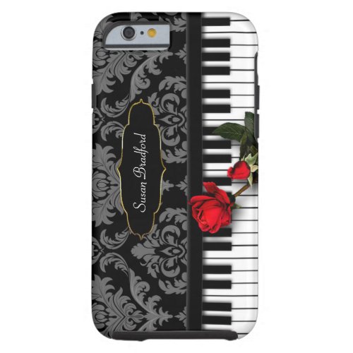 PIANO KEYS wRED ROSE _ Damask _ I_Phone 66s Case