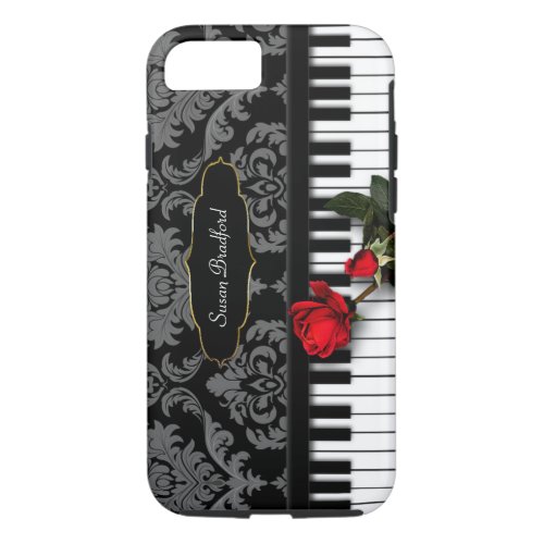 PIANO KEYS wRED ROSE _ Damask _ I_Phone 66s Case