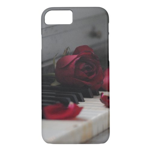 Piano Keys with a Red Rose iPhone 87 Case