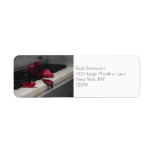 Piano Keys with a Red Rose Label