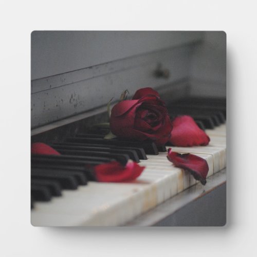Piano Keys with a Red Rose Plaque