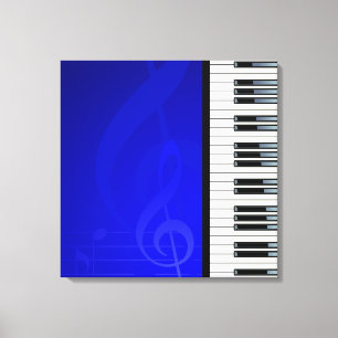 Piano Keys with Blue effect musical notes Canvas Print