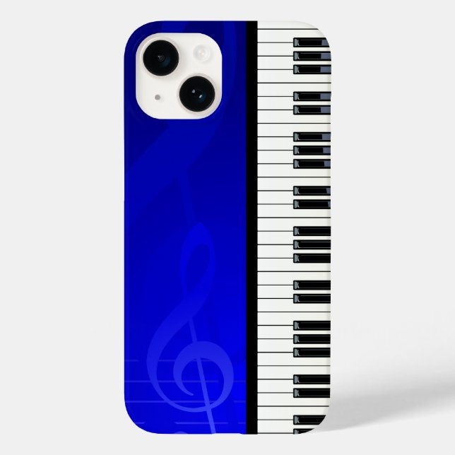 Piano Keys with Blue effect musical notes Case-Mate iPhone Case (Back)