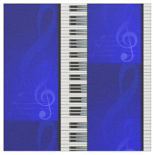 Piano Keys with Blue effect musical notes Fabric