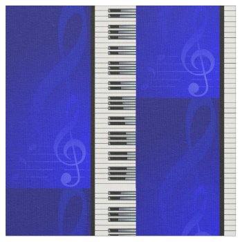 Piano Keys With Blue Effect Musical Notes Fabric by giftsbonanza at Zazzle
