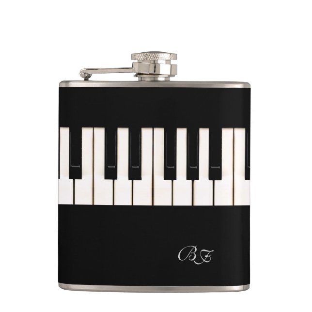 Piano Keys with Initials Hip Flask (Front)